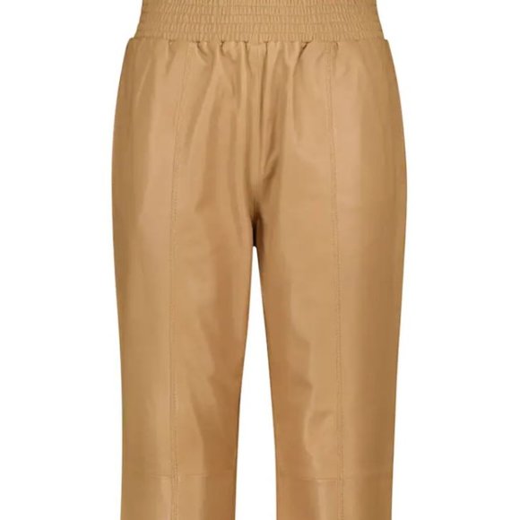NWT FRAME Butterscotch Brown Gym Cropped Lambskin Leather Pants-Sz XS & M - Picture 2 of 12